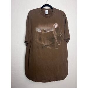 Lost Creek Outfitters Men's Short Sleeve Brown Bald Eagle Graphic Size 2XL